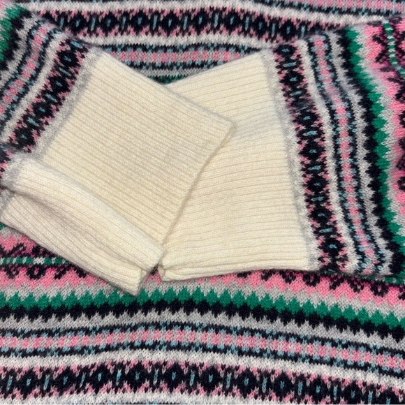 TALBOTS Blue/Pink Fair Isle Crew Neck Sweater Soft Wool Nylon Blend Women’s SzXL - Picture 6 of 11
